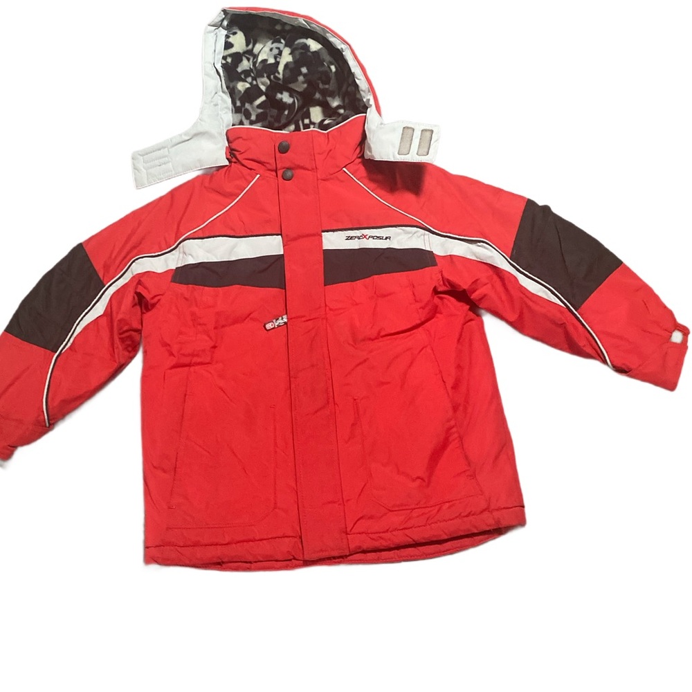 ZeroXposur Boys' Winter Hooded‎ Ski Jacket Fleece Lined Red Black M 5/6